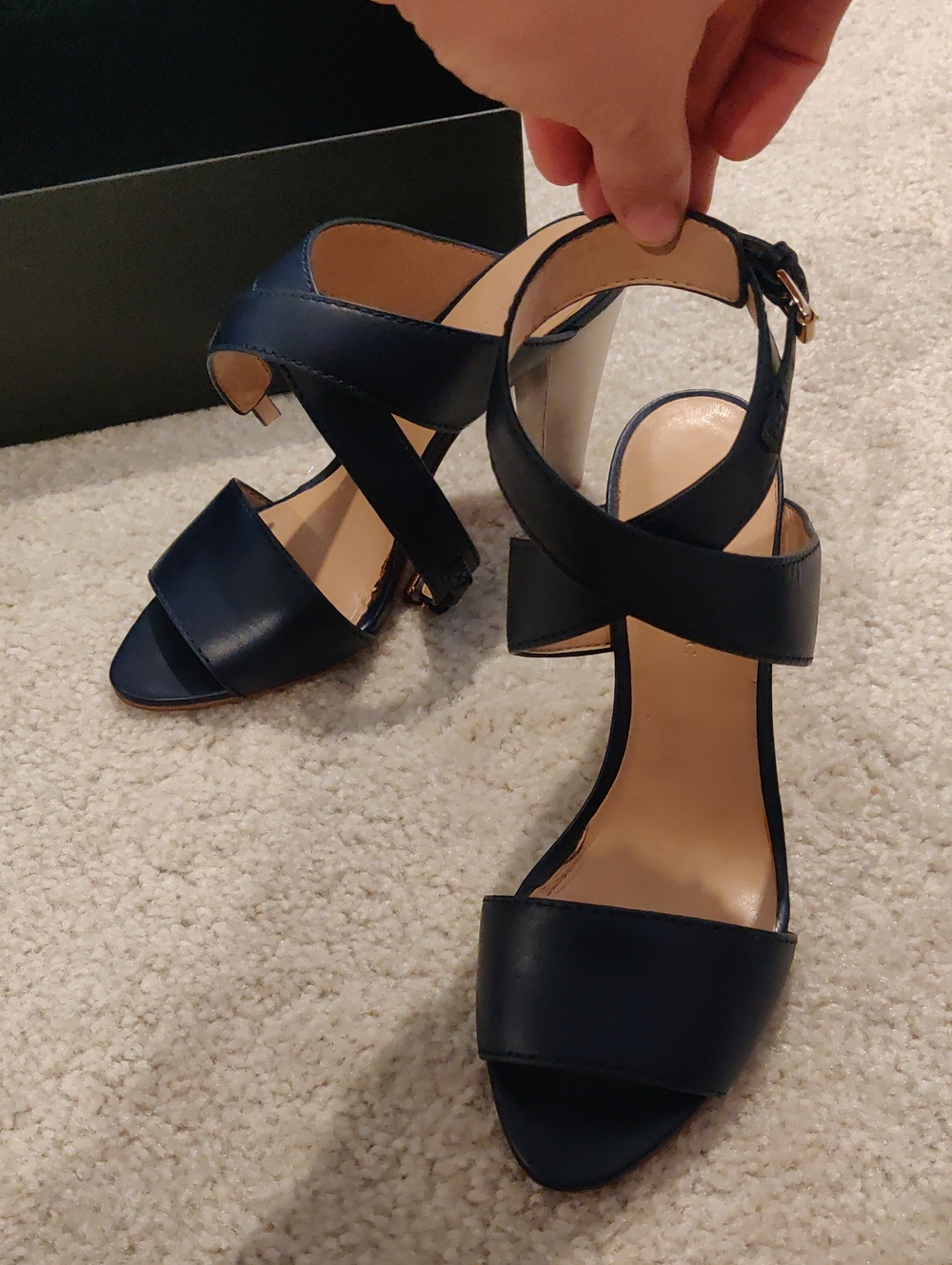 Metallic Heel Wrap Around Ankle Strap Pumps Navy Crisscross Sandals Y2K Vintage